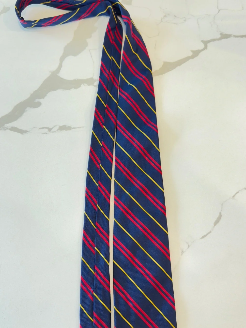 Polo by Ralph Lauren Navy Tie with Red and Yellow Stripes